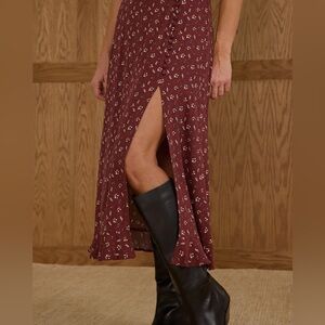 NWT Rylee + Cru Burgundy Floral Skirt Set